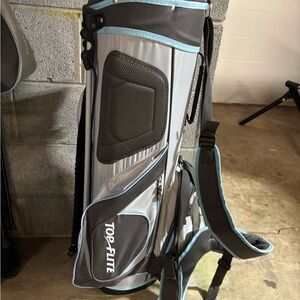 Top Flite used golf bag, Gray and Blue Golf Bag. Golf clubs not included